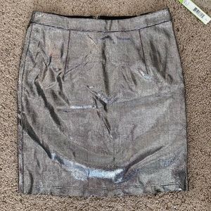Alice + Olivia Metallic Silver Leather Mini Skirt